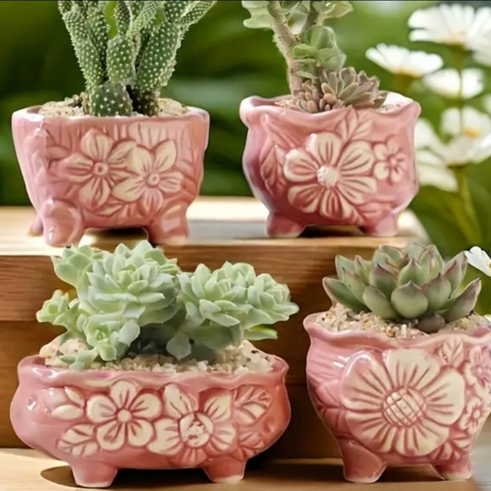 Pastel Pink And‎ Cream Coquette Girl Planter Set, Baby Pink